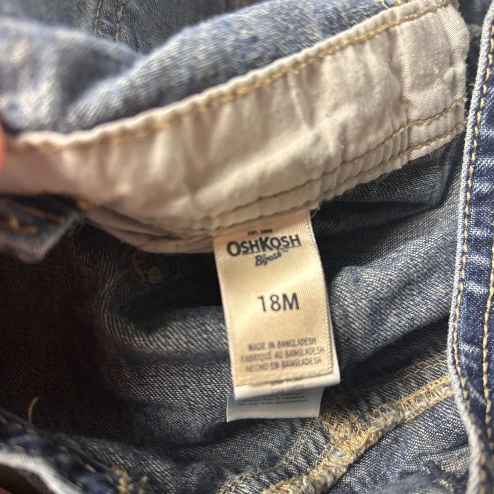 Denim Bib Overalls OshKosh Bgosh Medium Wash Blue‎ Carpenter Style 18M Spring